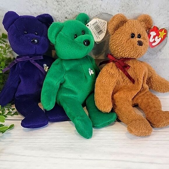 Ty Plush beanie baby Bear Trio - Princess, Erin, and Curly - Picture 1 of 16